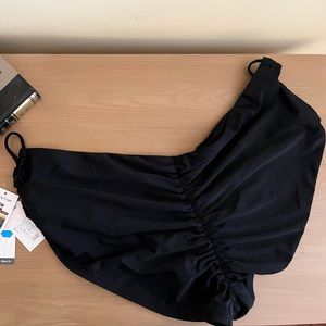 Black High Waisted Ruched Bikini Bottoms 1X